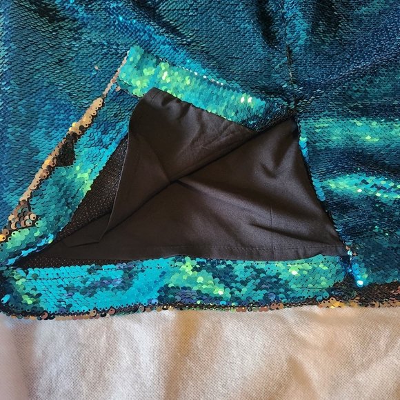 Blue Sequined Long Skirt by Eva Mendes Size Large NWT - Picture 3 of 5